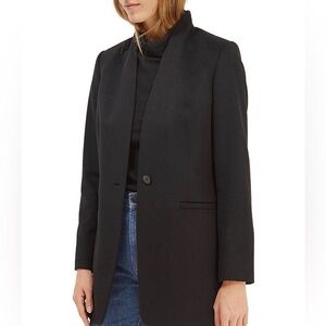 Laura Longline Black No Collar Blazer with Paisley Inside